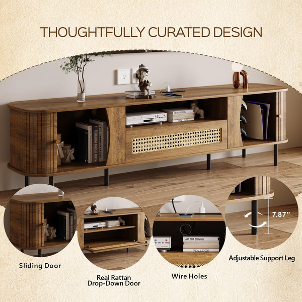 71" TV Stand with Power Outlet & Soft-Close Storage