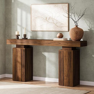 63-Inch Farmhouse Console Table with Wood Finish