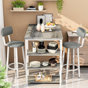 Counter Height Bar Table Set with Storage & Stools