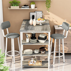 Counter Height Bar Table Set with Storage & Stools