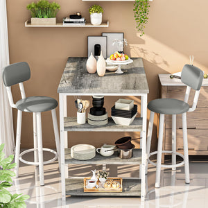 Counter Height Bar Table Set with Storage & Stools