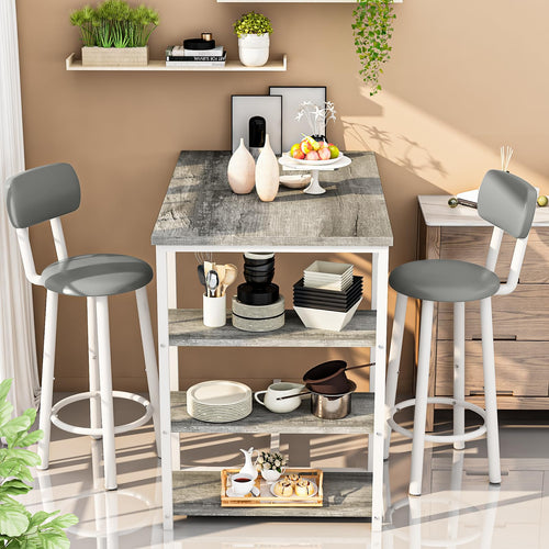 Counter Height Bar Table Set with Storage & Stools