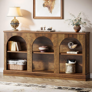 63-Inch Farmhouse Console Table with 3-Tier Storage