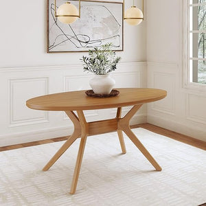 Oval Solid Wood Dining Table — 62 Inch, Seats 4