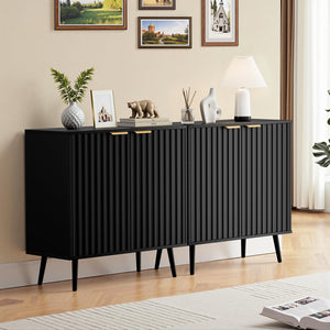 Fluted Buffet Cabinet with Doors & Shelves