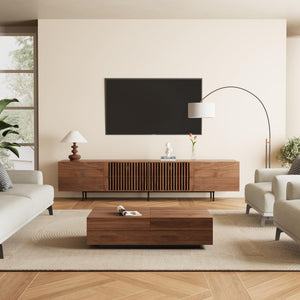 Mid-Century Modern TV Stand with Storage – Fits TVs Up to 80 Inches