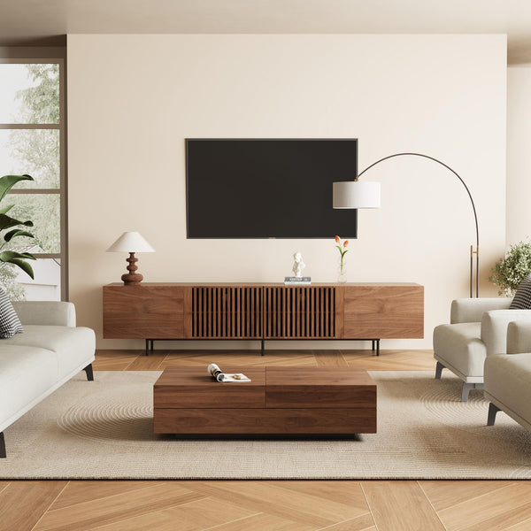Mid-Century Modern TV Stand with Storage – Fits TVs Up to 80 Inches