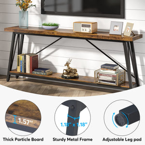 LITTLE TREE 70.9 Inch Long Entryway Console Table, Industrial Behind Sofa Couch Table for Living Room