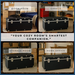 31-Inch Rolling Storage Trunk with Wheels and Lock – Black
