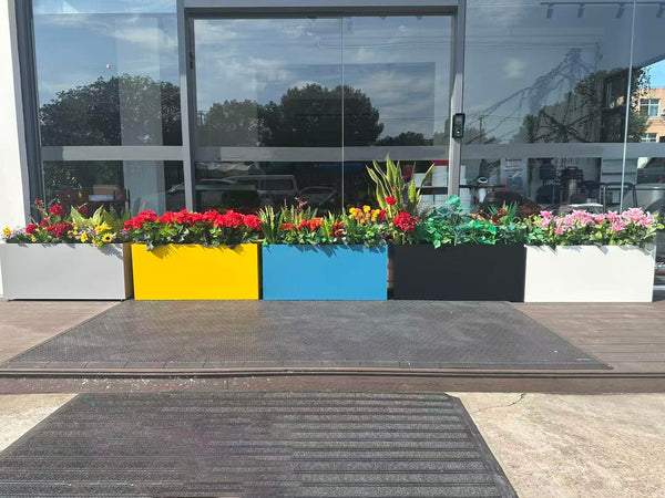 40x16x18" Large Rectangular Metal Outdoor Planter Box for Patio, Porch & Garden