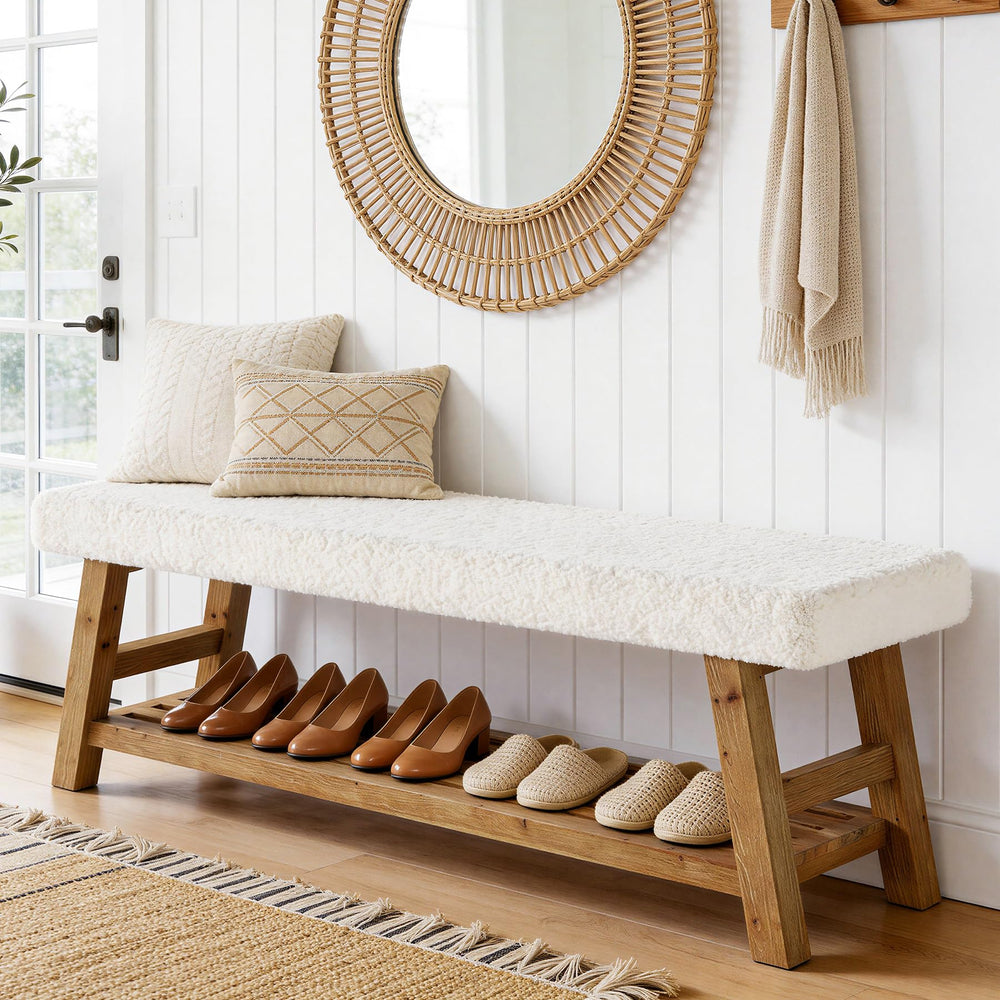 55" Upholstered Storage Bench with Cushion