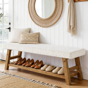 55" Upholstered Storage Bench with Cushion