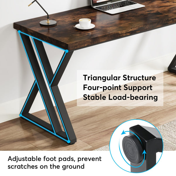 55-Inch Z-Shaped Metal Leg Computer Desk