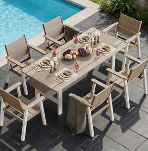 7-Piece Outdoor HDPE Patio Dining Set with Umbrella Hole