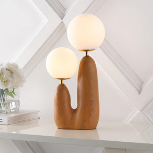 Mid-Century LED Table Lamp with Frosted Globe Shades, 2-Light