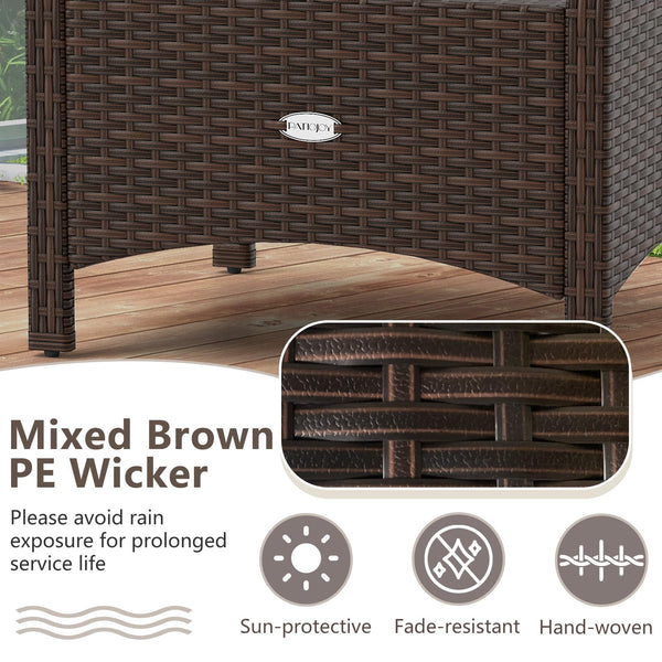 Outdoor PE Rattan Ottoman Set of 2 with Removable Cushions