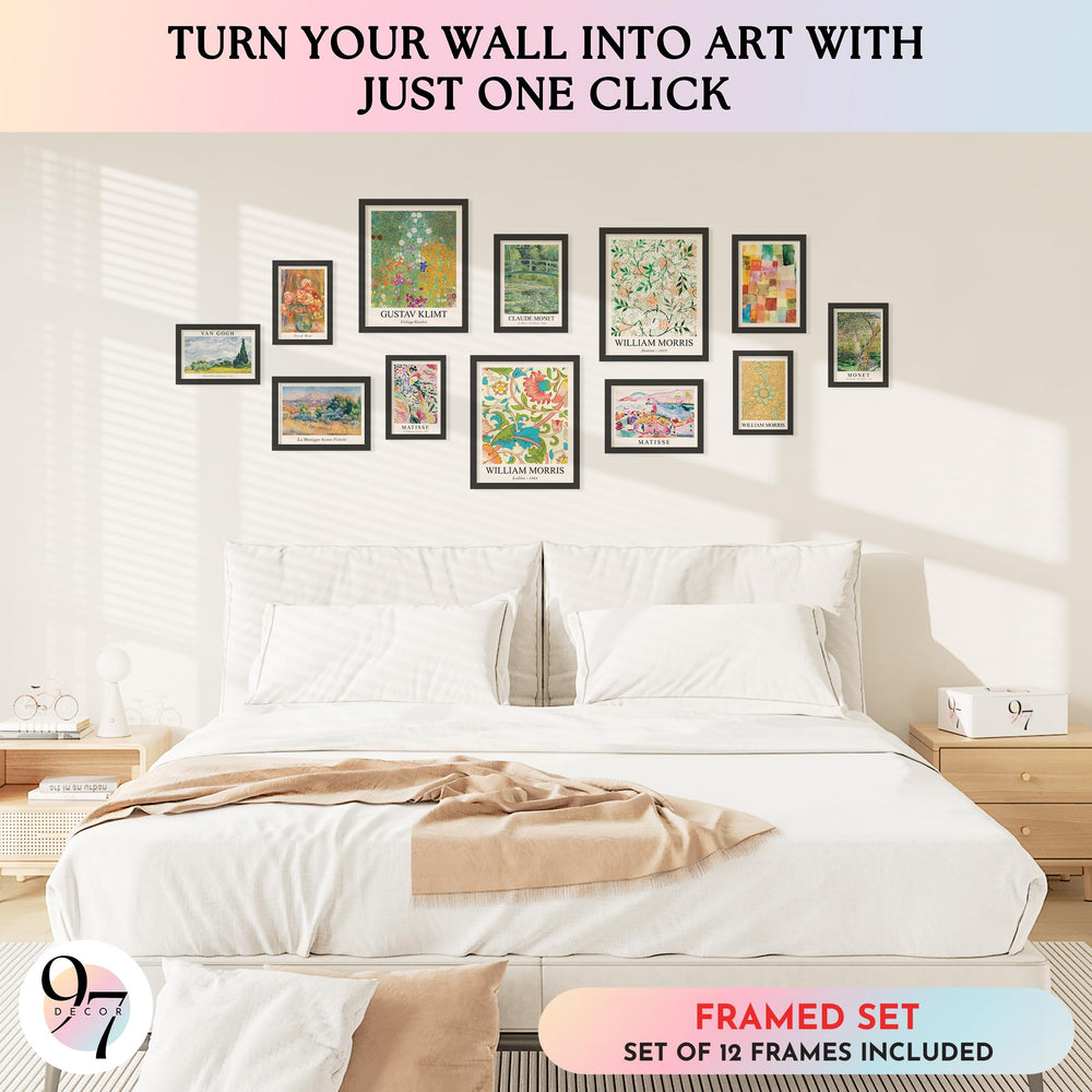 Eclectic Framed Wall Art Set – 12-Piece Colorful Gallery Posters
