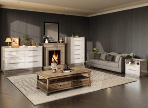 3-Piece Bedroom Dresser Set with LED Light & Nightstands with Charging Station