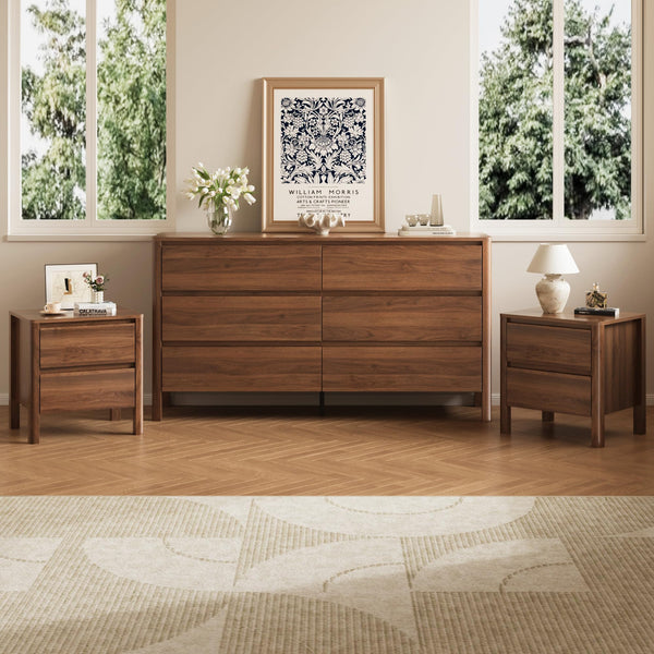 Walnut 3-Piece Bedroom Dresser Set