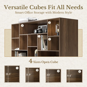 4-Tier Fluted Bookshelf with Drawers & Storage