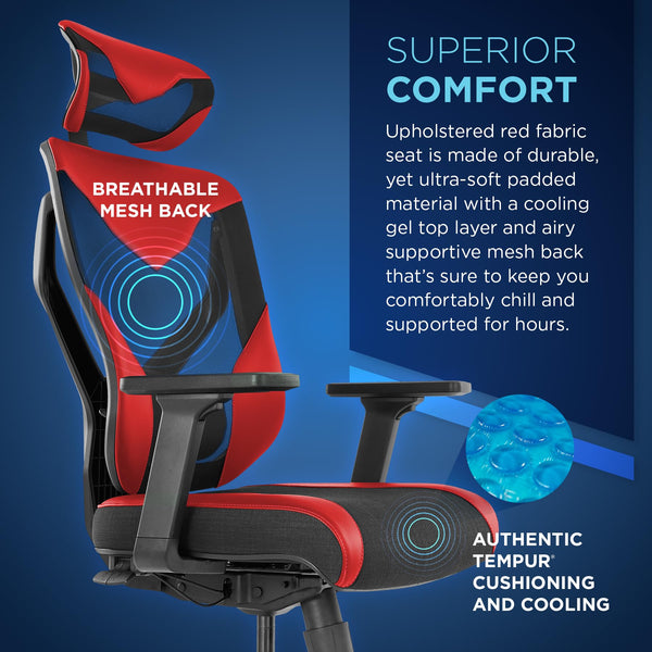 Ergonomic Gaming Chair with Cooling Gel & Lumbar Support