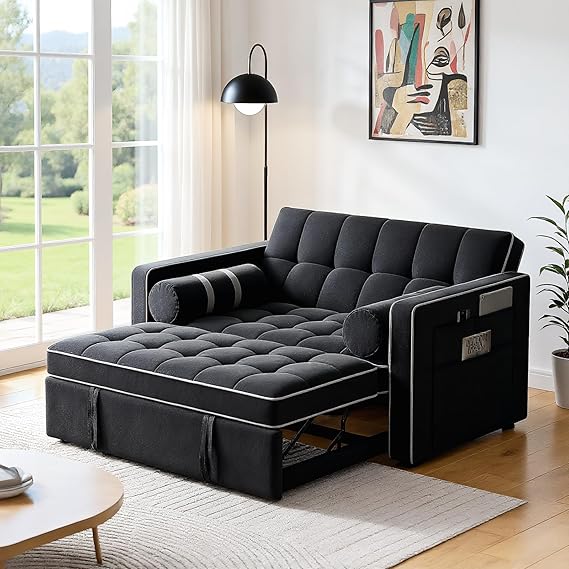 3-in-1 Convertible Sleeper Sofa Bed with USB Ports & Adjustable Backrest