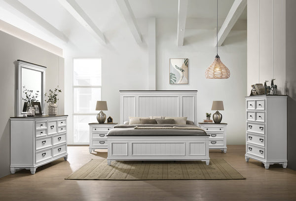 Farmhouse Bedroom Set with Shiplap Bed, Dresser, Mirror, Nightstands & Chest