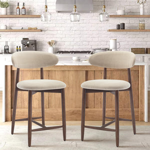 Upholstered Counter Height Bar Stools with Wood Legs