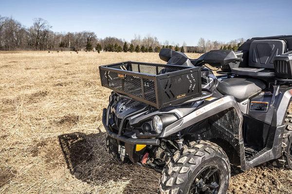 ATV Front & Rear Rack Gear Basket – Steel Mesh, Black