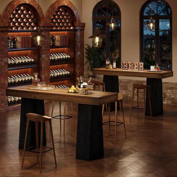 63-Inch Rustic Counter Height Bar Table