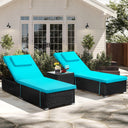 Outdoor Chaise Lounge Chair Set of 2 with Side Table