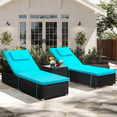 Outdoor Chaise Lounge Chair Set of 2 with Side Table