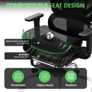 Ergonomic Mesh Office Chair with Footrest & 135° Recline