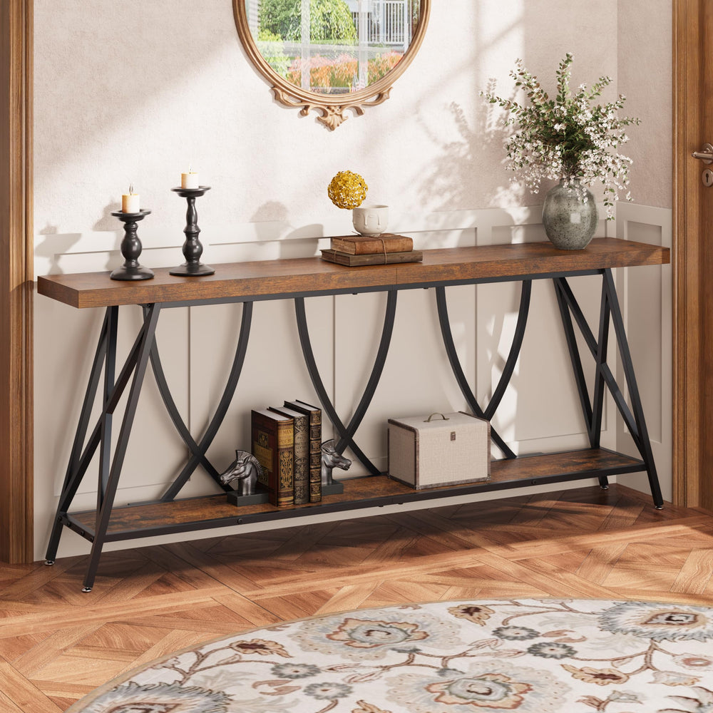 70.9" Industrial Console Table – Rustic Brown