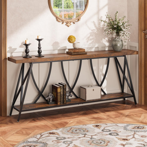 70.9" Industrial Console Table – Rustic Brown