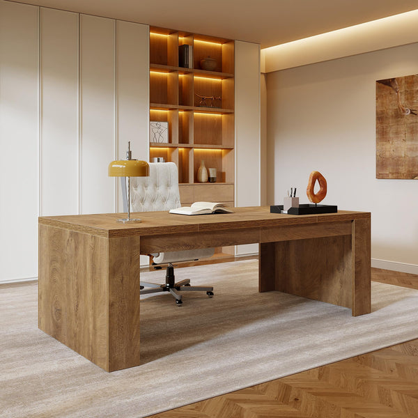 70.86-Inch Large Executive Computer Desk with Double Pedestal Legs