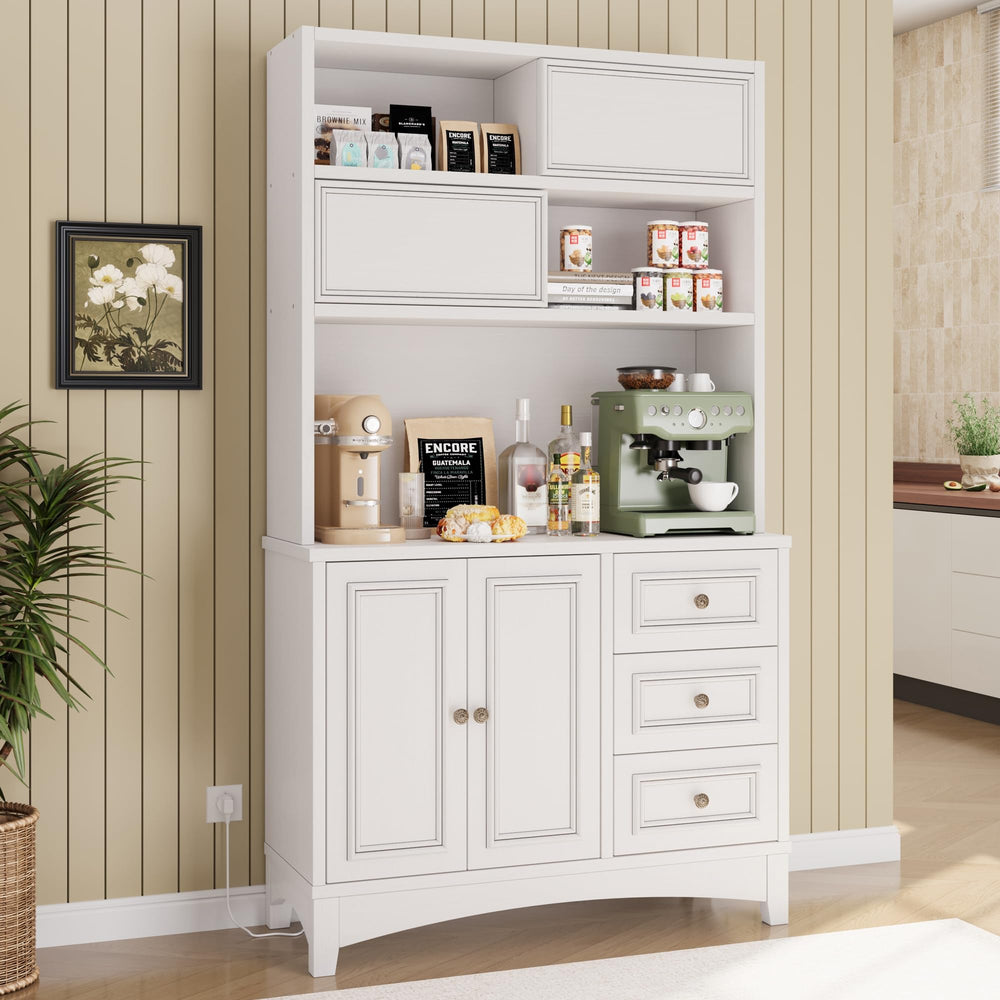 71" Tall Kitchen Pantry Cabinet with Charging Station