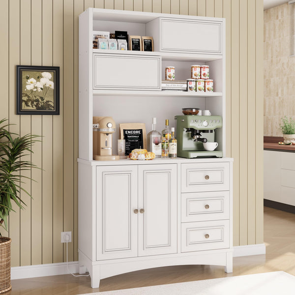 71" Tall Kitchen Pantry Cabinet with Charging Station