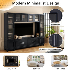 102" Wall Unit Entertainment Center with Glass Doors