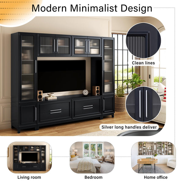 102" Wall Unit Entertainment Center with Glass Doors