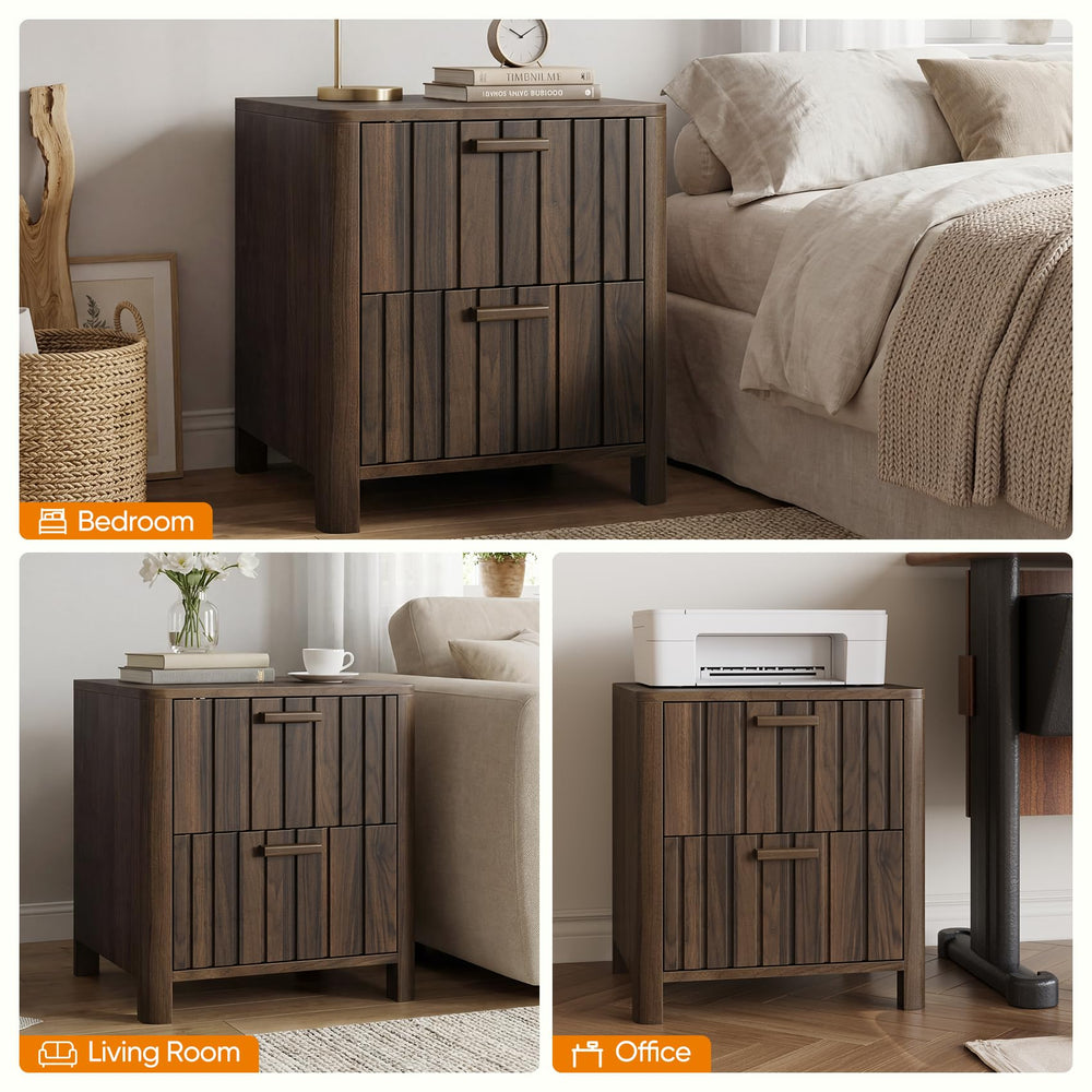 Mid-Century Modern Nightstand with 2 Drawers