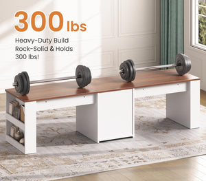 2-Person Computer Desk with Drawers & Storage Shelves, 90.5"