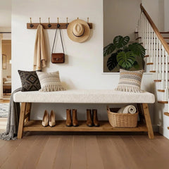 55" Upholstered Storage Bench with Cushion