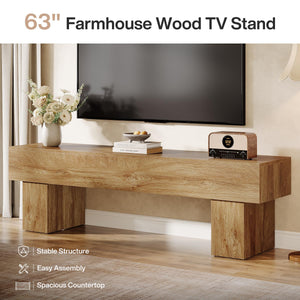 63-Inch Farmhouse TV Stand with Media Console Storage