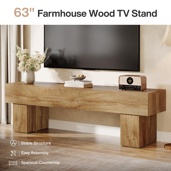 63-Inch Farmhouse TV Stand with Media Console Storage