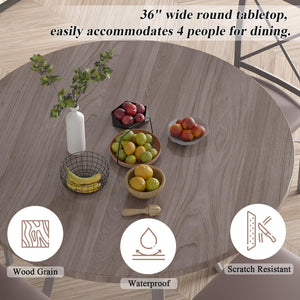 5-Piece Round Dining Table Set with 4 Upholstered Chairs