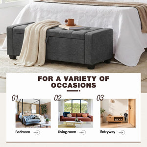 Storage Ottoman Bench with Lid – 47" Upholstered Entryway Bench