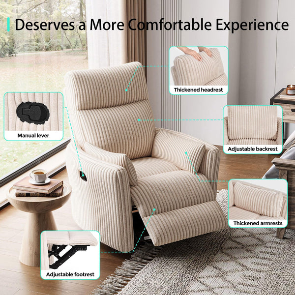 360 Swivel Recliner Nursery Glider Chair with Pillows