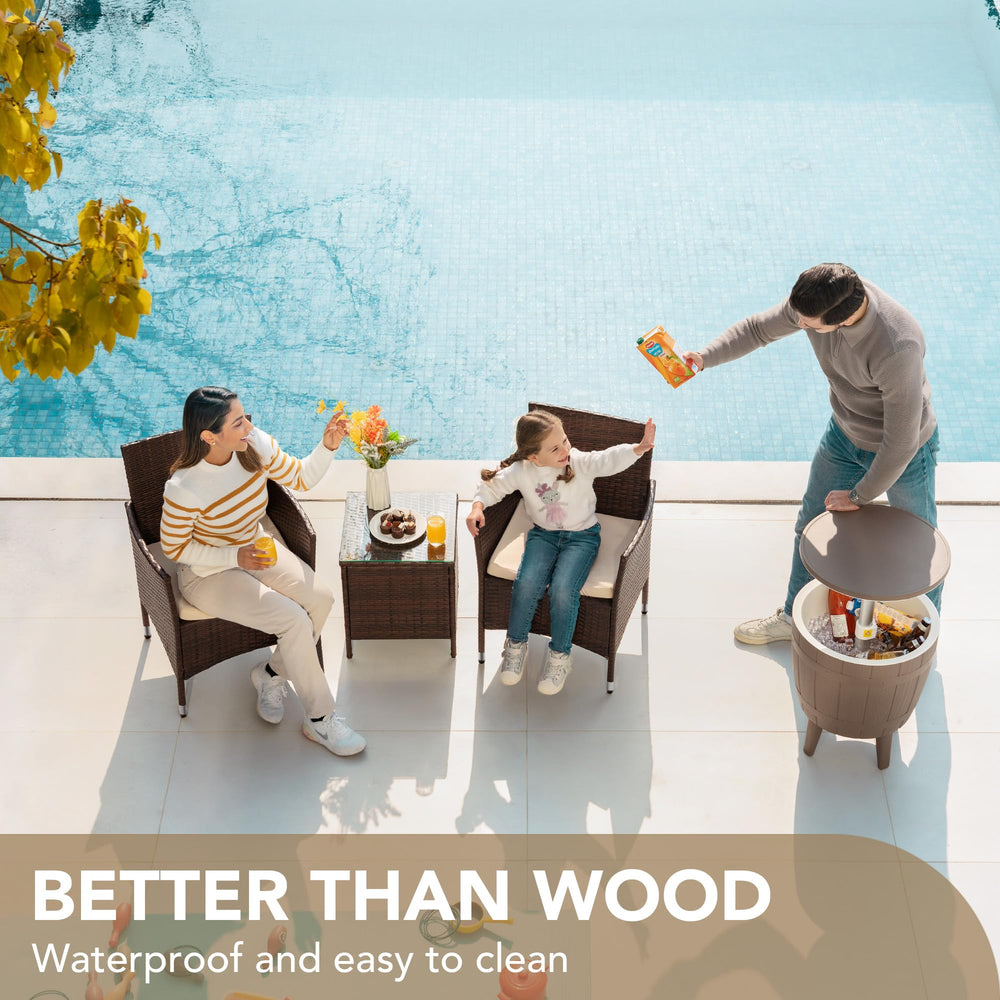 3-Piece PE Rattan Patio Furniture Set with Chairs and Table