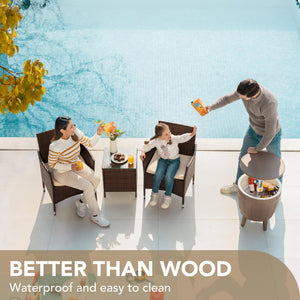 3-Piece PE Rattan Patio Furniture Set with Chairs and Table